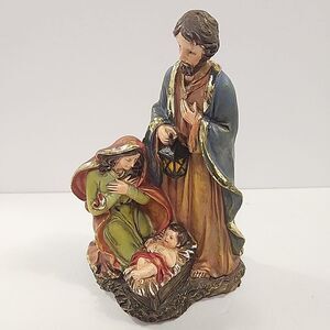Mary & Joseph Adoring Baby Jesus Christ Nativity Statue Home Decor Lantern Light